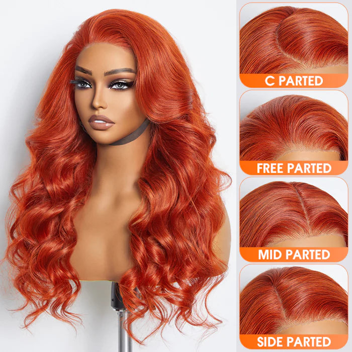 24 Inches 13"x4" Body Wave Glueless #Orange Lace Frontal Wig