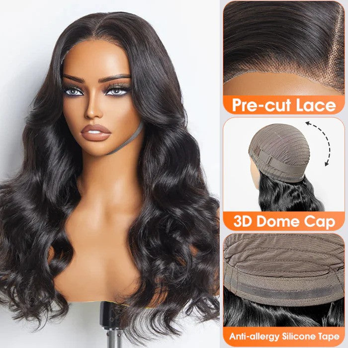 24 Inches 5"x5" Body Wave Glueless #1B Lace Closure Wig-100% Human Hair