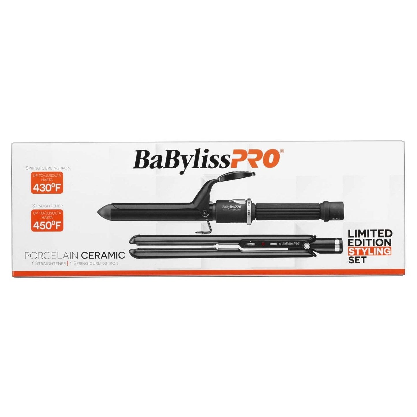 Porcelain Ceramic 1 Flat Iron 1 Curling Iron Prepack