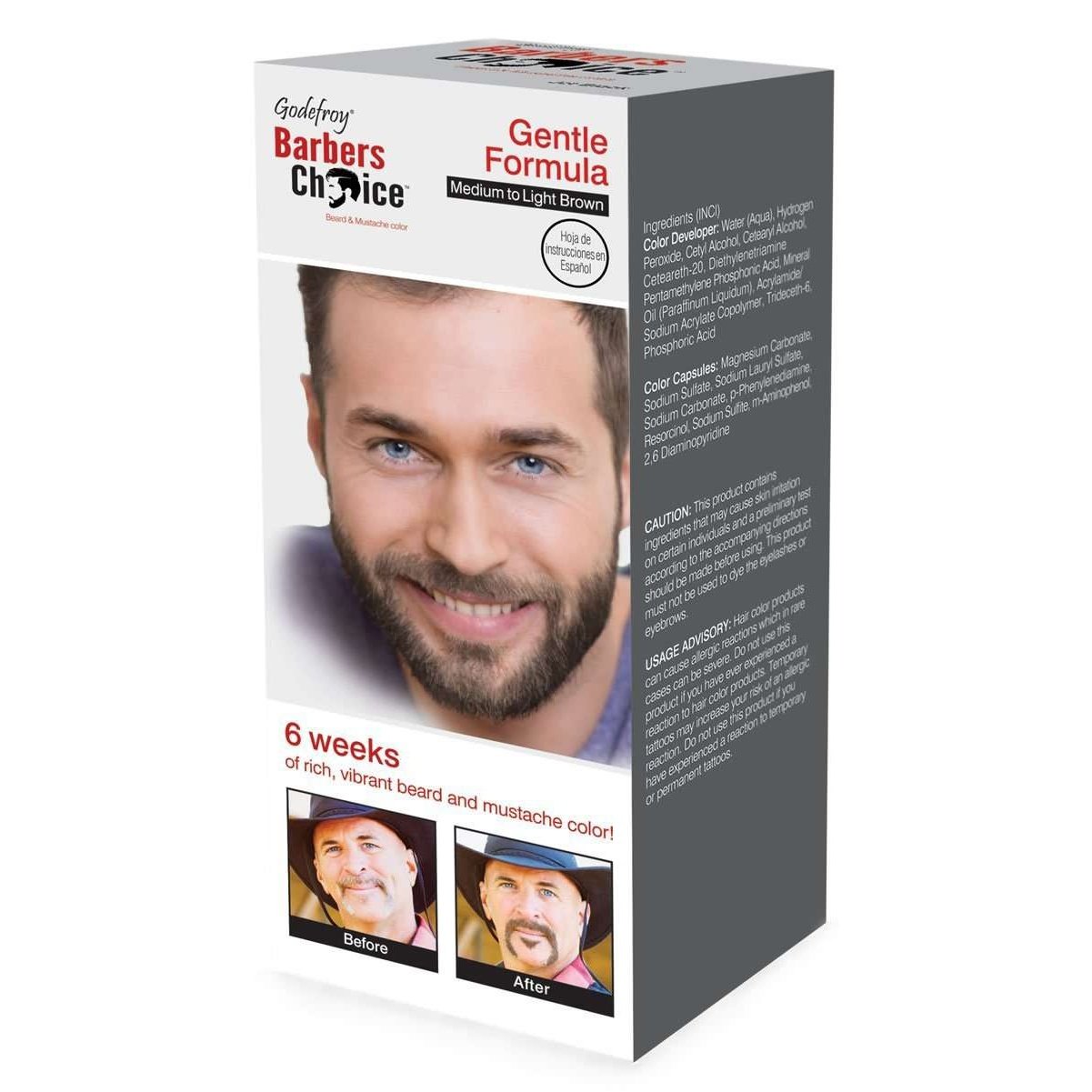 Barbers Choice Beard Mustache Color 3-Application Kit Medium Brown