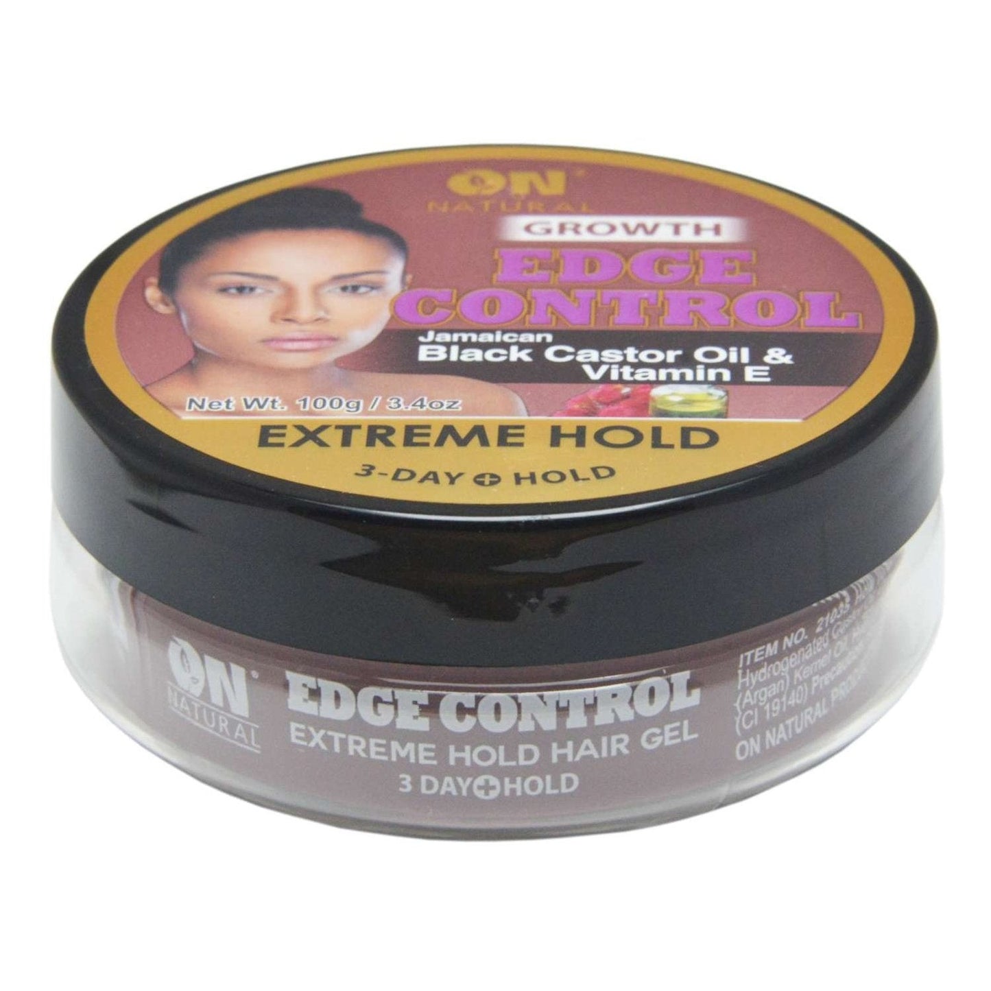 On Natural Edge Control Extreme Hold Hair Gel J. Black Castor Oil Vit E