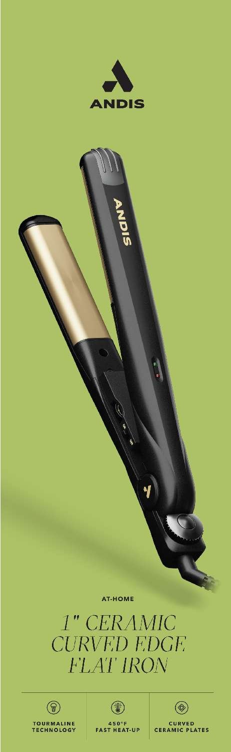 Andis At-Home 1" Ceramic Curved Edge Flat Iron