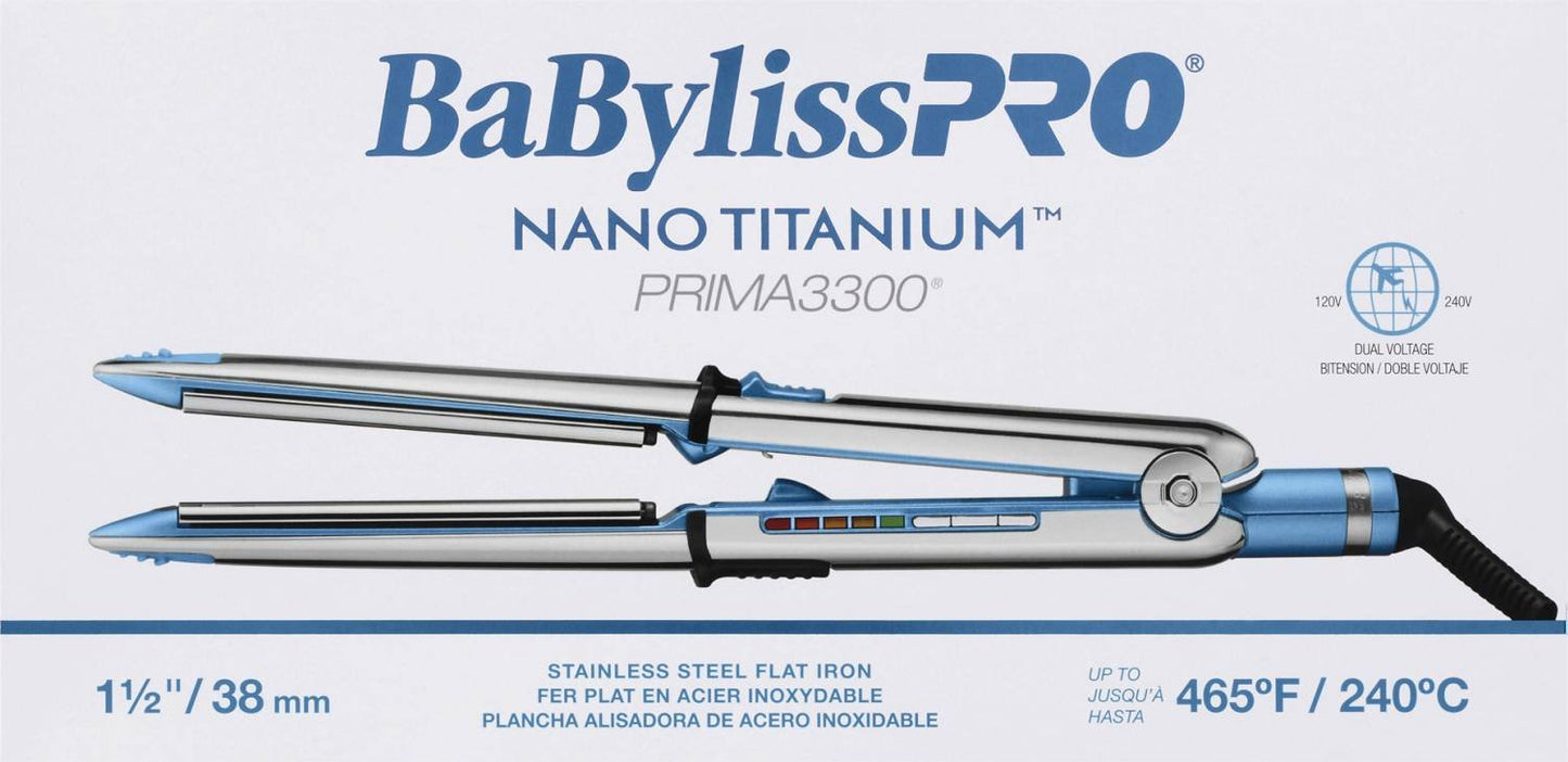 BABYLISSPRO NANO TITANIUM 1.5 INCH PRIMA STAINLESS STEEL FLAT IRON