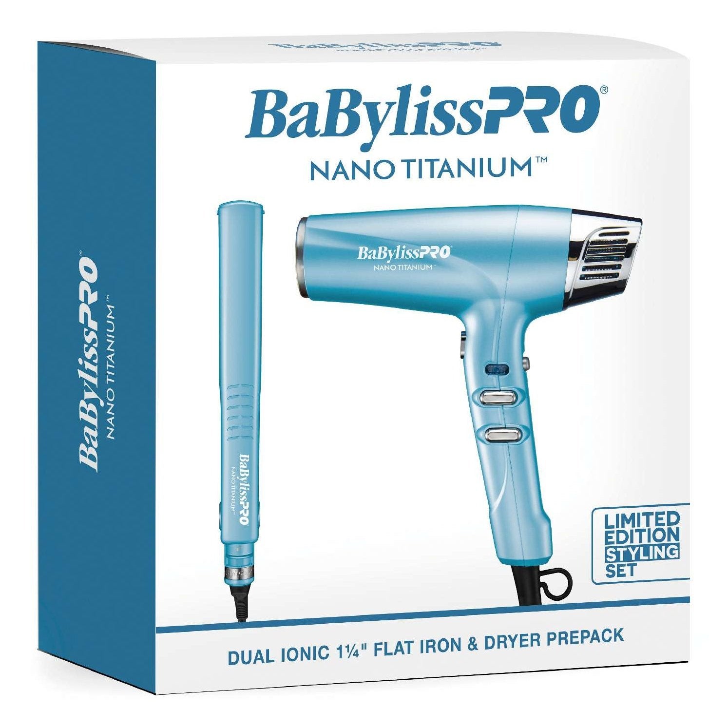 Babylisspro Nano Titanium 1.25 Inch Flat Iron And Dual Ionic Dryer Pre My Beauty Plug