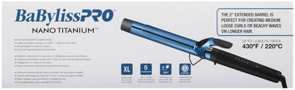 BABYLISSPRO NANO TITANIUM LIMITED EDITION BLACK AND BLUE 1.25 INCH EXTENDED BARREL CURLING IRON
