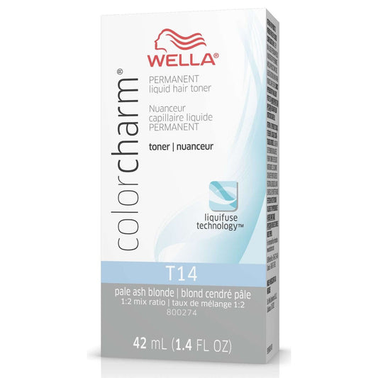 Wella Colorcharm Permanent Liquid Hair Toner T14 Pale Ash Blonde 1.4 Fl Oz