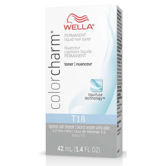 Wella Colorcharm Permanent Liquid Hair Toner T18 Lightest Ash Blonde 1.4 Fl Oz