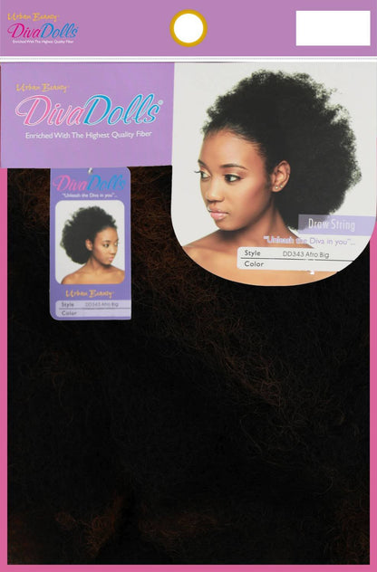SYNTHETIC DRAW STRING DIVA DOLLS DD343 AFRO BIG COLOR F1B/BURGUNDY
