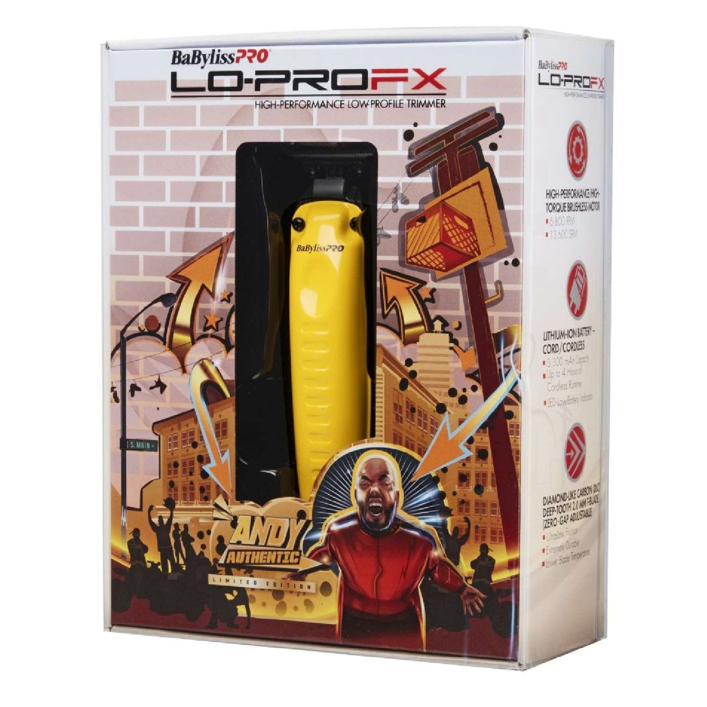 Babylisspro 4Barbers Limited Edition Influencer Andy Authentic Lo-Pro Fx Trimmer Yellow