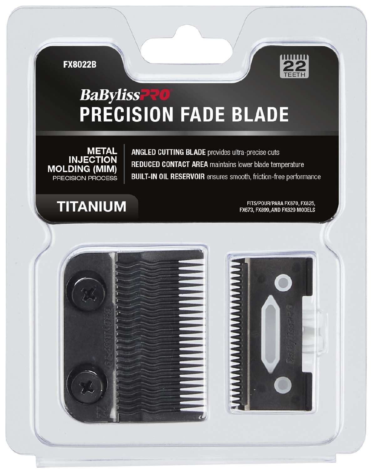 Babylisspro Metal Injection Molding (Mim) Precision Process Ultra-Thin Black Titanium Clipper Fade Blade 22 Teeth