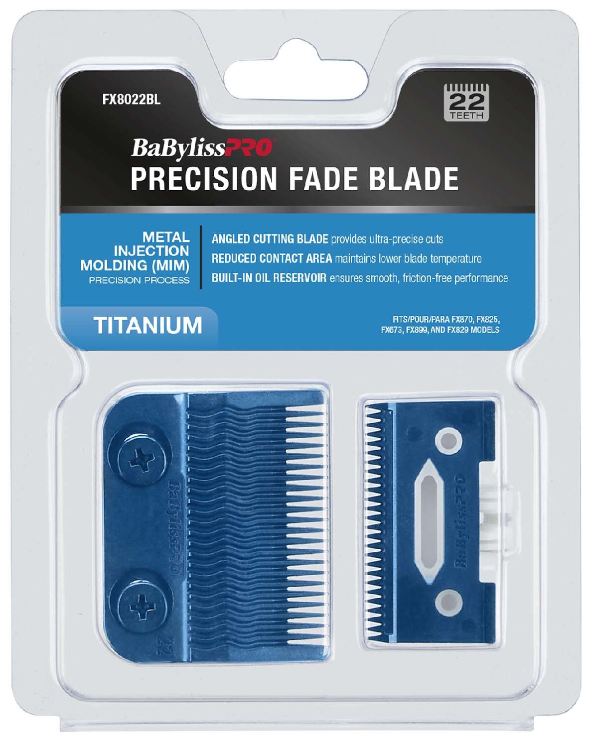 Babylisspro Metal Injection Molding (Mim) Precision Process Ultra-Thin Blue Titanium Clipper Fade Blade 22 Teeth