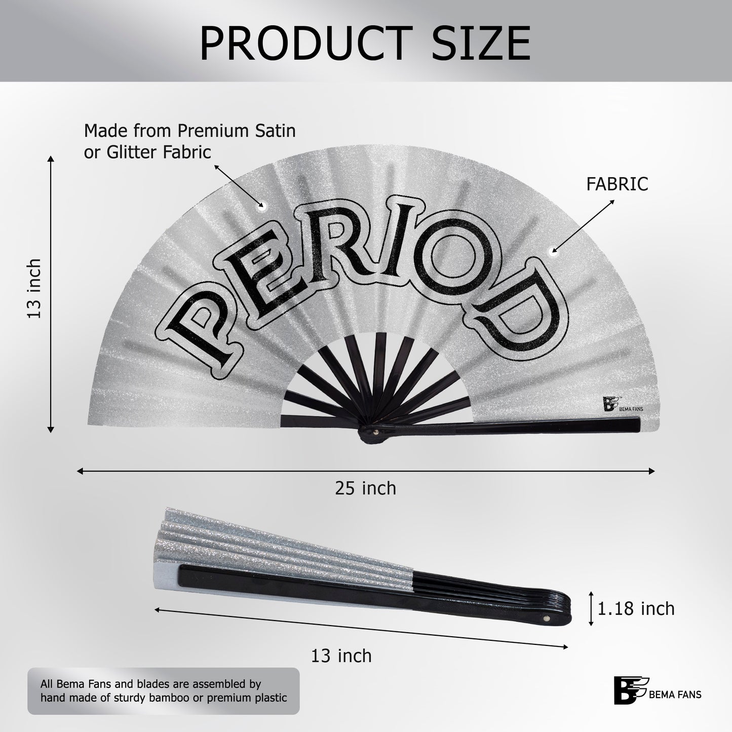 Period - White Satin Line Dancing Fan