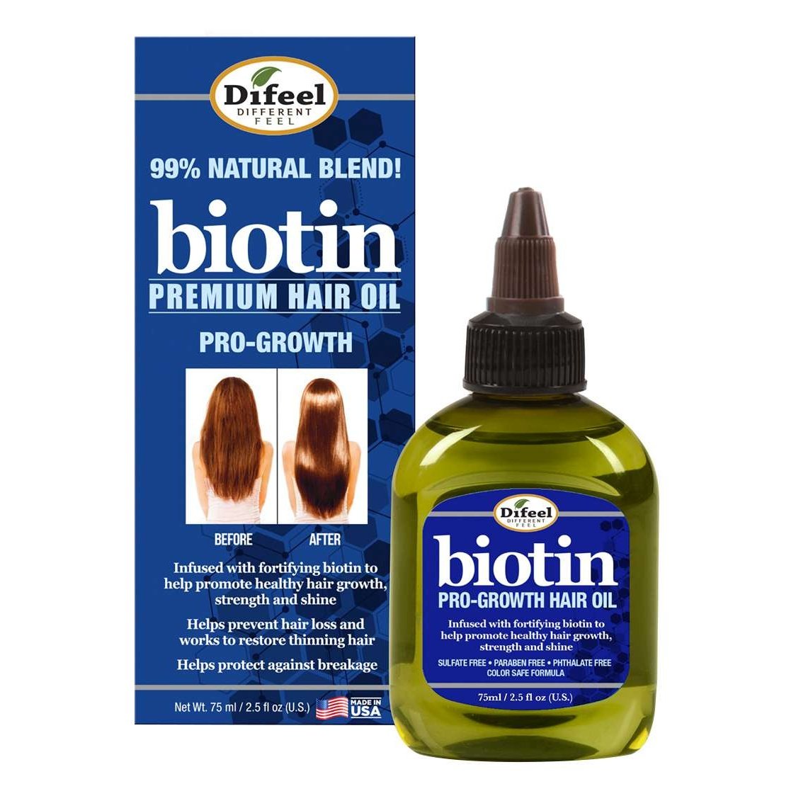 Difeel Premium 99 All Natural Hair Oil Biotin 6Pk 2.5 Oz