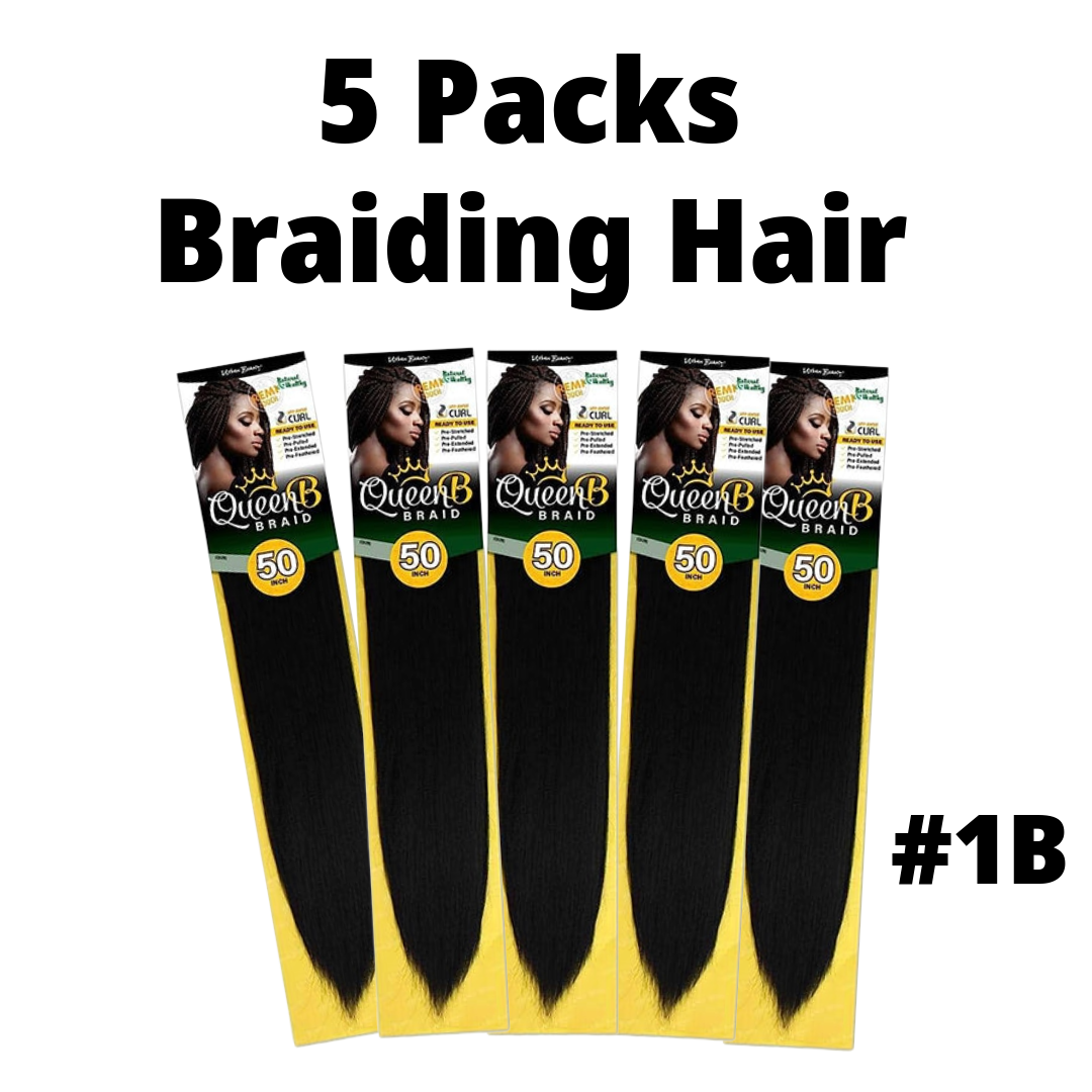 5 Packs of Braiding Hair - #1B