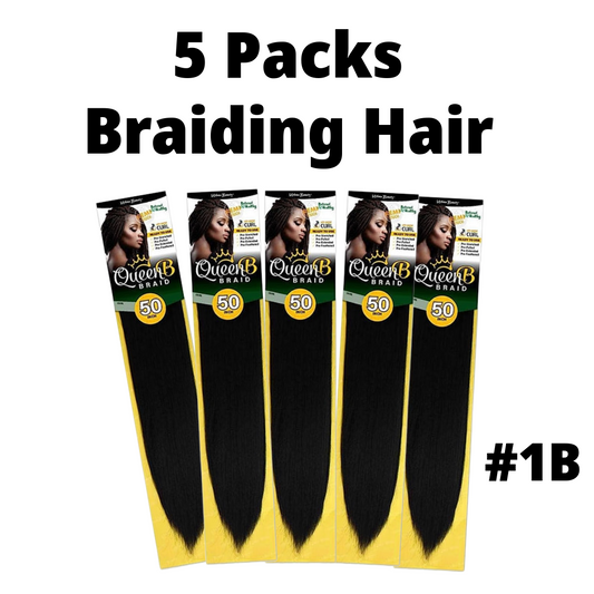 5 Packs of Braiding Hair - #1B