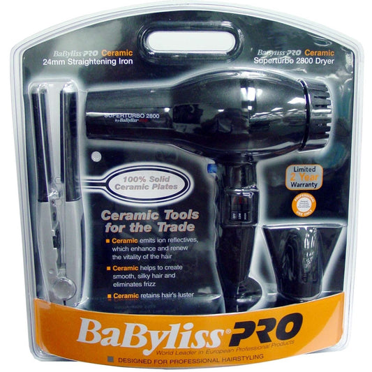 Babyliss Ceramic Tools Of Trade Turbo 2800 Dryer & 24Mm Flat Iron