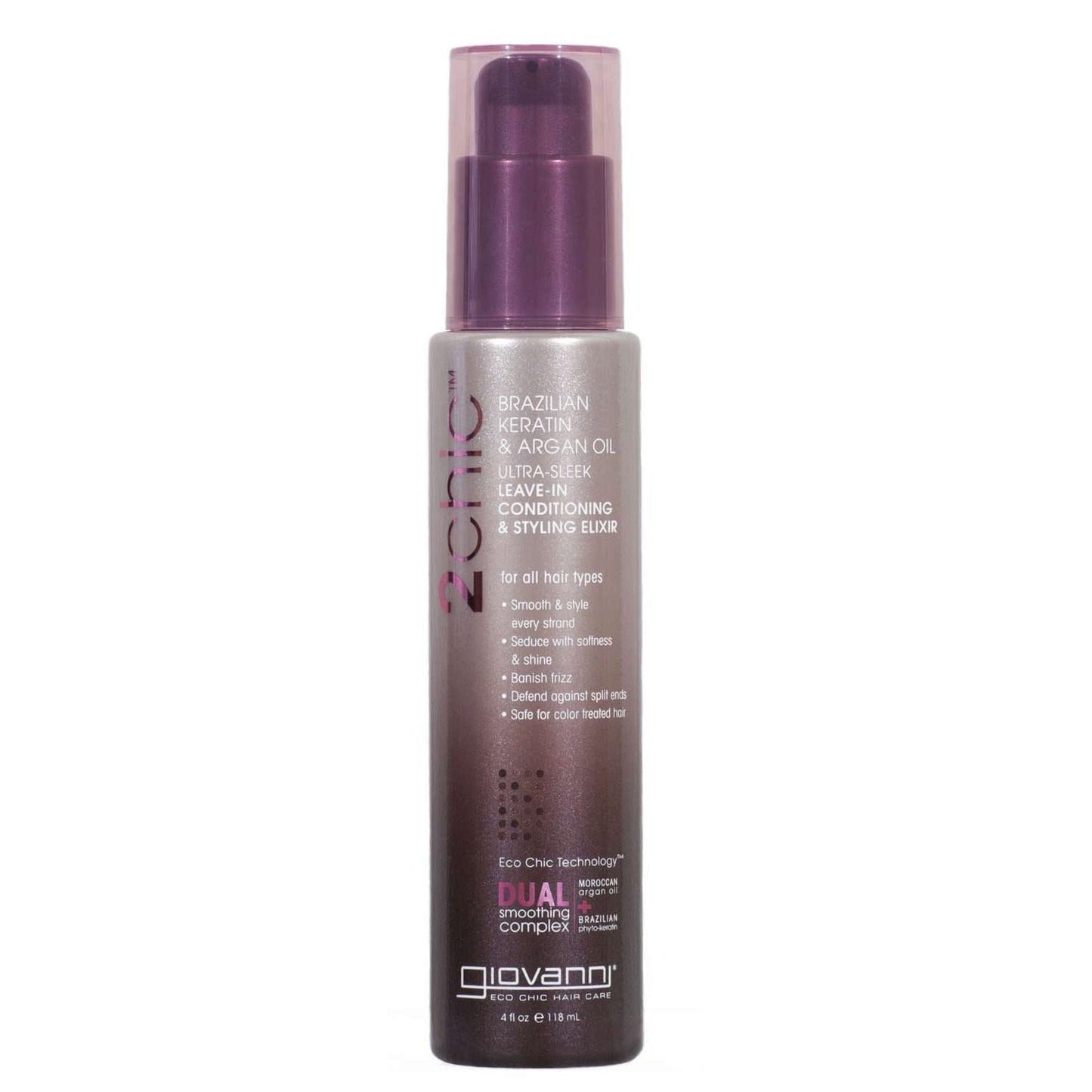 Giovanni 2Chic Brazilian Keratin  Argan Oil Ultra-Sleek Leave-In Conditioning  Styling Elixir