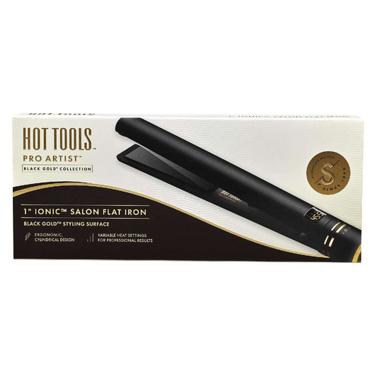 Hot Tools Pro Artist Gold Black Ionic Flat Iron Dual Voltage