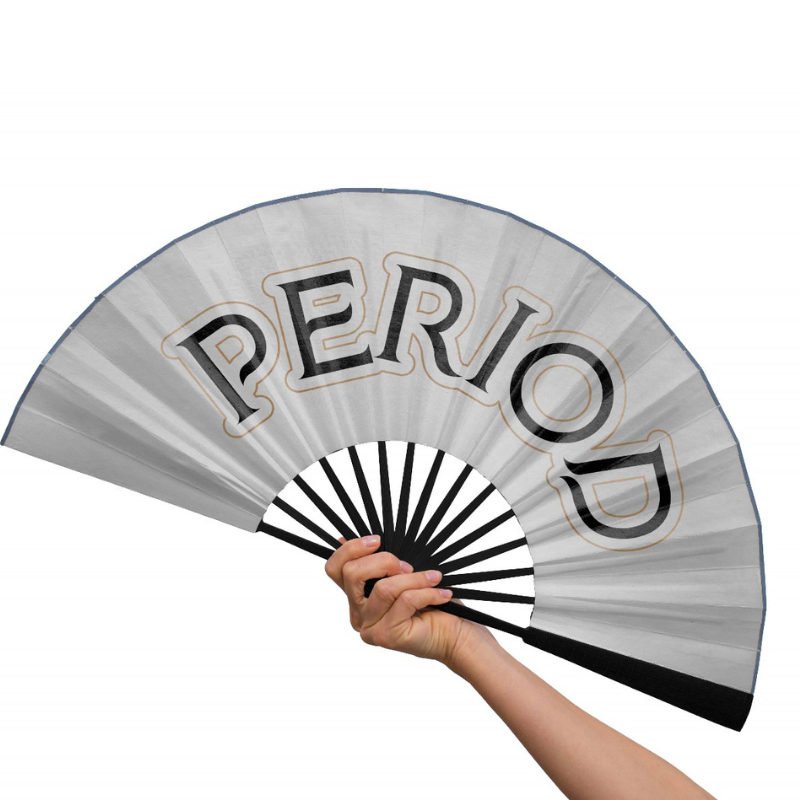 Period - White Satin Line Dancing Fan